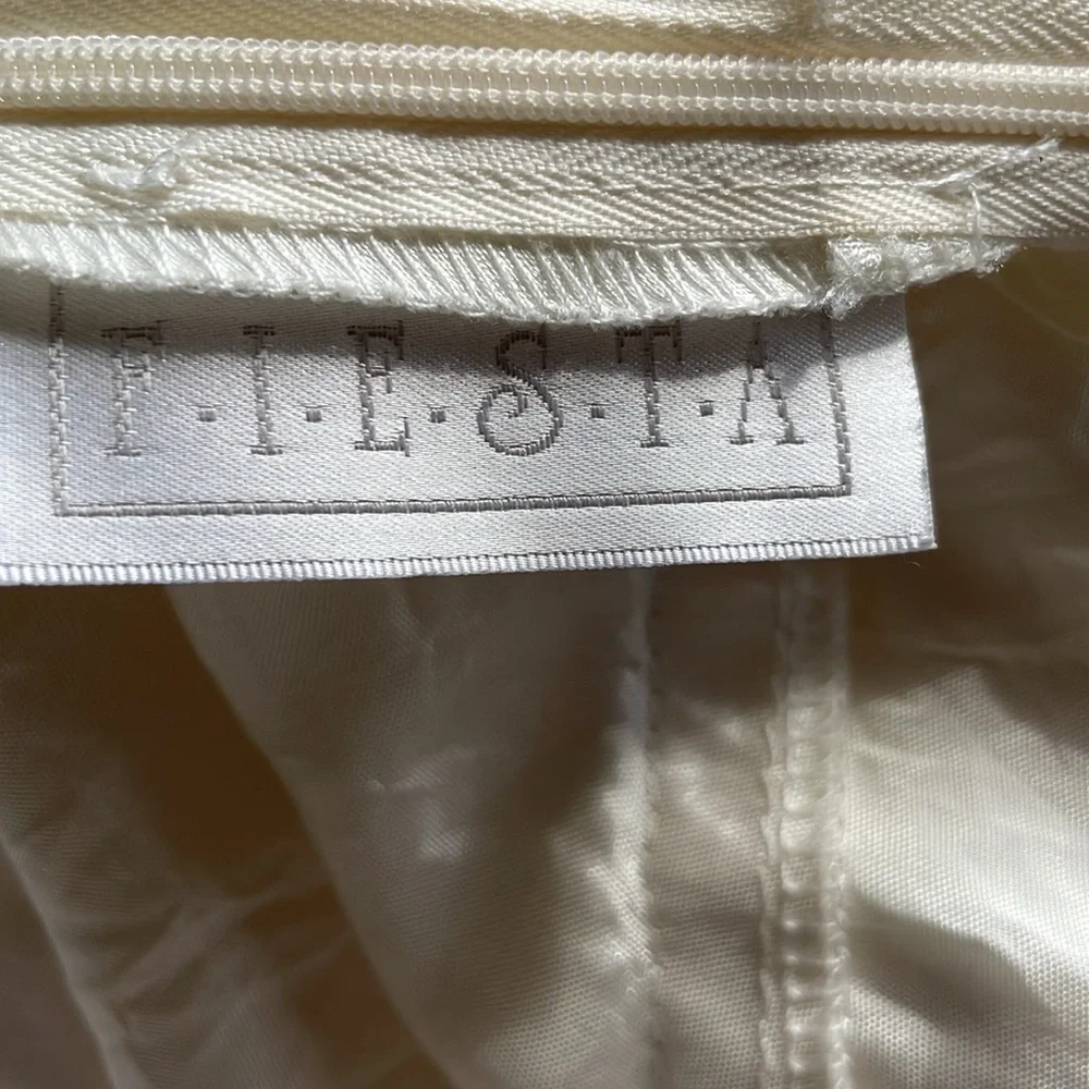 Fiesta Cream Ivory Satin Chiffon Rhinestone Column Formal Prom Bridal Dress XLG - Picture 4 of 14